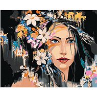 Zuty - Painting by Numbers - Black Haired Woman With Flowers, 80X100 Cm, Canvas+Frame - Painting by Numbers