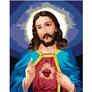 Zuty - Painting by Numbers - Jesus Christ and His Sacred Heart, 40X50 Cm, Canvas+Frame - Painting by Numbers