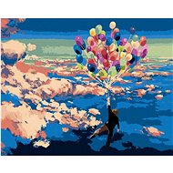 Zuty - Painting by Numbers - Man With Balloons, 40X50 Cm, Canvas+Frame - Painting by Numbers