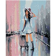 Zuty - Painting by Numbers - Woman With Suitcase In Rain, 40X50 Cm, Canvas+Frame - Painting by Numbers