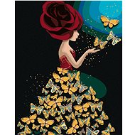 Zuty - Painting by Numbers - Woman And Butterfly Dress, 40X50 Cm, Canvas+Frame - Painting by Numbers