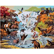 Zuty - Painting by Numbers - Waterfall And Animals (D. Rusty Rust), 40X50 Cm, Canvas+Frame - Painting by Numbers