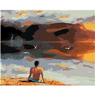 Zuty - Painting by Numbers - Man And Sunset By Water (D. Rusty Rust), 80X100 Cm, Canvas+Frame - Painting by Numbers