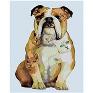 Zuty - Painting by Numbers - English Bulldog And Cats (D. Rusty Rust), 40X50 Cm, Canvas+Frame - Painting by Numbers