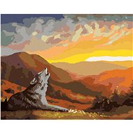Zuty - Painting By Numbers - Howling Wolf, Sunset And Mountains (D. Rusty Rust), 40X50 Cm, Canvas+Fr - Painting by Numbers
