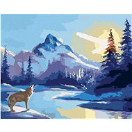Zuty - Painting By Numbers - Howling Wolf, Sun And Mountains (D. Rusty Rust), 80X100 Cm, Canvas+Fram - Painting by Numbers