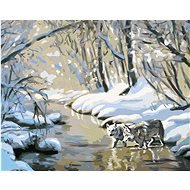 Zuty – Maľovanie podľa čísel – Vlci v rieke (D. Rusty Rust), 80 × 100 cm, plátno + rám - Maľovanie podľa čísel