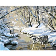 Zuty - Painting by Numbers - Wolves in the River (D. Rusty Rust), 40X50 Cm, Canvas+Frame - Painting by Numbers