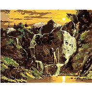 Zuty - Painting by Numbers - Waterfall And Wolf (D. Rusty Rust), 80X100 Cm, Canvas+Frame - Painting by Numbers