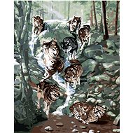 Zuty - Painting by Numbers - Wolves on the Lynx Hunt (D. Rusty Rust), 40X50 Cm, Canvas+Frame - Painting by Numbers