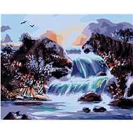Zuty - Painting by Numbers - Tiger And Waterfall (D. Rusty Rust), 80X100 Cm, Canvas+Frame - Painting by Numbers