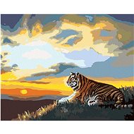 Zuty - Painting by Numbers - Tiger And Sunset (D. Rusty Rust), 40X50 Cm, Canvas+Frame - Painting by Numbers