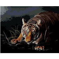 Zuty - Painting by Numbers - Tiger Lurking in the Dark (D. Rusty Rust), 40X50 Cm, Canvas+Frame - Painting by Numbers