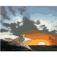 Zuty - Painting by Numbers - White Tiger and Sunset (D. Rusty Rust), 80X100 Cm, Canvas+Frame - Painting by Numbers