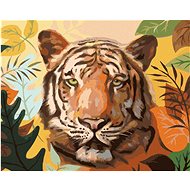 Zuty - Painting by Numbers - Tiger And Leaves (D. Rusty Rust), 40X50 Cm, Canvas+Frame - Painting by Numbers
