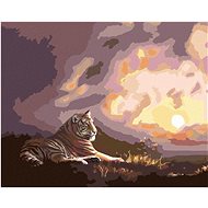 Zuty - Painting by Numbers - Reclining Tiger and Sunset (D. Rusty Rust), 40X50 Cm, Canvas+Frame - Painting by Numbers