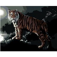 Zuty - Painting by Numbers - Tiger And Full Moon (D. Rusty Rust), 40X50 Cm, Canvas+Frame - Painting by Numbers