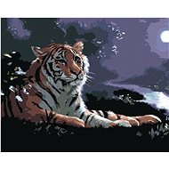 Zuty - Painting By Numbers - Reclining Tiger, River And Full Moon (D. Rusty Rust), 80X100 Cm, Canvas - Painting by Numbers