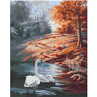 Zuty - Painting by Numbers - Swans And Autumn (D. Rusty Rust), 40X50 Cm, Canvas+Frame - Painting by Numbers