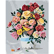 Zuty - Painting by Numbers - Roses in a Vase (D. Rusty Rust), 40X50 Cm, Canvas+Frame - Painting by Numbers