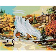 Zuty - Painting By Numbers - Swans On The Lake And A Cottage (D. Rusty Rust), 40X50 Cm, Canvas+Frame - Painting by Numbers