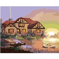 Zuty - Painting by Numbers - Swans, House And Sunset (D. Rusty Rust), 80X100 Cm, Canvas+Frame - Painting by Numbers