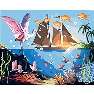 Zuty - Painting by Numbers - Sea, Birds, Fish, Ship and Sunset (D. Rusty Rust), 40X50 Cm, Canvas - Painting by Numbers