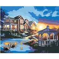 Zuty - Painting By Numbers - Swans, Gazebo At Home And Sunset (D. Rusty Rust), 80X100 Cm, Canvas - Painting by Numbers