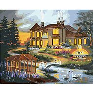 Zuty - Painting By Numbers - Swans, Gazebo And Fountain At Home (D. Rusty Rust), 40X50 Cm, Canvas+Fr - Painting by Numbers