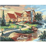 Zuty - Painting by Numbers - Swans, Bridge And House (D. Rusty Rust), 80X100 Cm, Canvas+Frame - Painting by Numbers