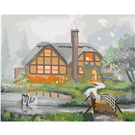 Zuty - Painting by Numbers - Swans And House In The Fog (D. Rusty Rust), 40X50 Cm, Canvas+Frame - Painting by Numbers