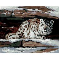 Zuty - Painting By Numbers - Snow Leopard In Hiding (D. Rusty Rust), 40X50 Cm, Canvas+Frame - Painting by Numbers