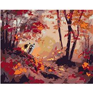 Zuty - Painting by Numbers - Raccoon And Autumn Forest (D. Rusty Rust), 40X50 Cm, Canvas+Frame - Painting by Numbers