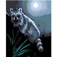 Zuty - Painting by Numbers - Raccoon in the Night and Full Moon (D. Rusty Rust), 40X50 Cm, Canvas+Fr - Painting by Numbers