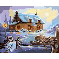 Zuty - Painting by Numbers - Raccoon And House In Winter (D. Rusty Rust), 80X100 Cm, Canvas+Frame - Painting by Numbers