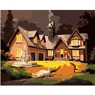 Zuty - Painting by Numbers - Peacock And House With Fountain (D. Rusty Rust), 40X50 Cm, Canvas+Frame - Painting by Numbers