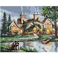 Zuty - Painting By Numbers - Raccoon, Boat And House (D. Rusty Rust), 80X100 Cm, Canvas+Frame - Painting by Numbers