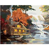 Zuty - Painting by Numbers - Raccoon, Cottage And Waterfall (D. Rusty Rust), 40X50 Cm, Canvas+Frame - Painting by Numbers