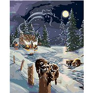 Zuty - Painting By Numbers - Raccoon At The River And Cottage In Winter (D. Rusty Rust), 40X50 Cm, C - Painting by Numbers