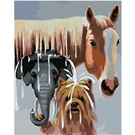 Zuty - Painting by Numbers - Horse, Elephant and Dog (D. Rusty Rust), 40X50 Cm, Canvas+Frame - Painting by Numbers