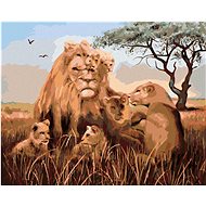 Zuty - Painting By Numbers - Lion And Pack (D. Rusty Rust), 80X100 Cm, Canvas+Frame - Painting by Numbers