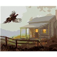 Zuty - Painting by Numbers - Pheasant And Cottage In The Fog (D. Rusty Rust), 80X100 Cm, Canvas+Fram - Painting by Numbers