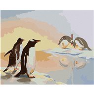 Zuty - Painting By Numbers - Penguins And Cottage (D. Rusty Rust), 40X50 Cm, Canvas+Frame - Painting by Numbers