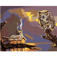 Zuty - Painting by Numbers - Owl And Cottage By Water (D. Rusty Rust), 80X100 Cm, Canvas+Frame - Painting by Numbers