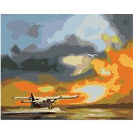 Zuty - Painting by Numbers - Airplane And Sunset (D. Rusty Rust), 80X100 Cm, Canvas+Frame - Painting by Numbers