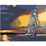 Zuty - Painting by Numbers - Sailing Ship And Sunset (D. Rusty Rust), 80X100 Cm, Canvas+Frame - Painting by Numbers