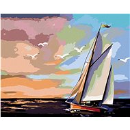 Zuty - Painting by Numbers - Sailing Ship And colourful Sunset (D. Rusty Rust), 80X100 Cm, Canvas+ - Painting by Numbers