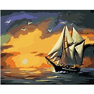 Zuty - Painting by Numbers - Sailing Ship, Sunset And Seagulls (D. Rusty Rust), 40X50 Cm, Canvas+Ra - Painting by Numbers