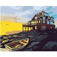 Zuty - Painting by Numbers - Boat, House by the Coast and Sunset (D. Rusty Rust), 80X100 Cm, Canvas - Painting by Numbers
