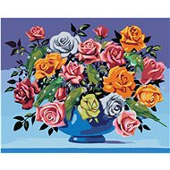 Zuty - Painting by Numbers - Roses in a Vase and Parrots (D. Rusty Rust), 80X100 Cm, Canvas+Frame - Painting by Numbers